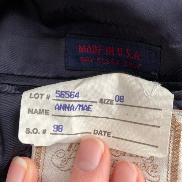 Vtg Britches of Georgetown Skirt Suit Set Navy Blue Windowpane Pleated Women 8 - Picture 6 of 9